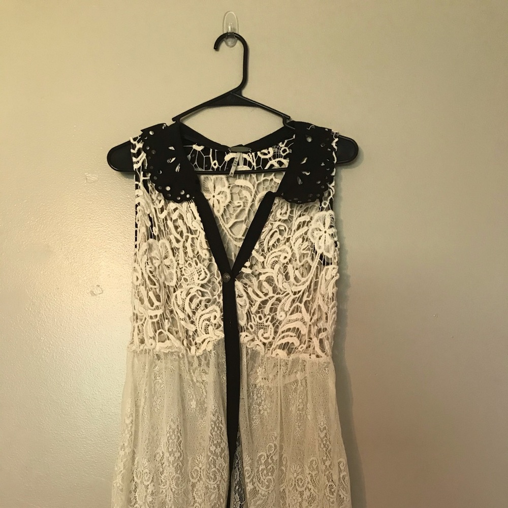BKE Lace and Crochet Overlay Blouse